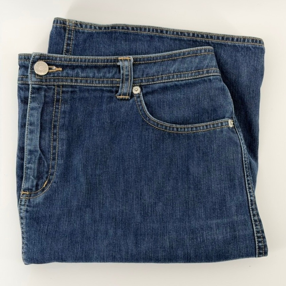 Lands End Womens Denim Mini Skirt Size 12 Blue Cotton Casual Medium Wash Slit